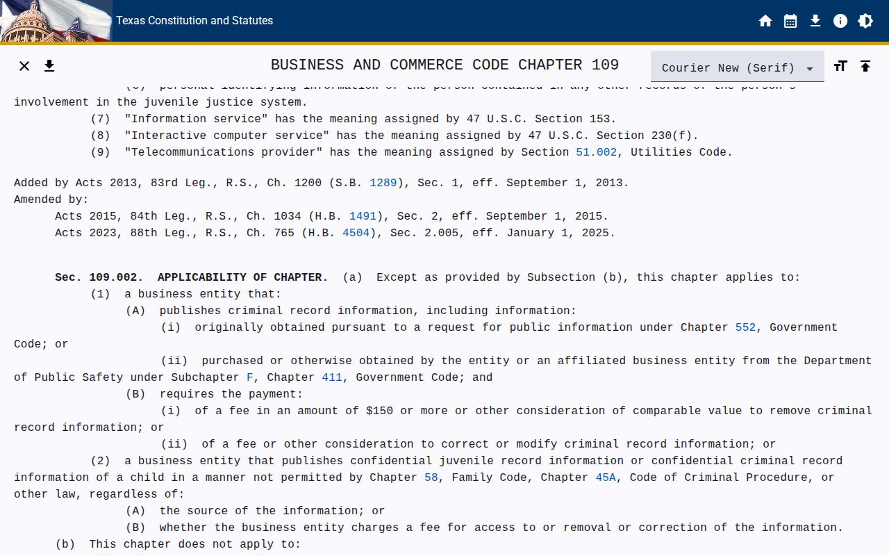 Texas criminal record publication law relevant to Colorado County booking records